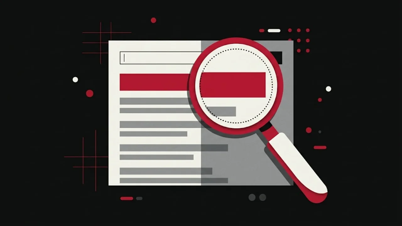 Illustration of a magnifying glass over a simplified search results page